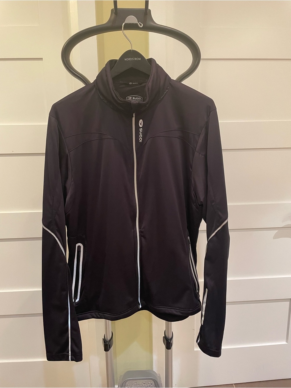 SUGOI Black Men’s Reflective-Trim Full-Zip Utility Jacket